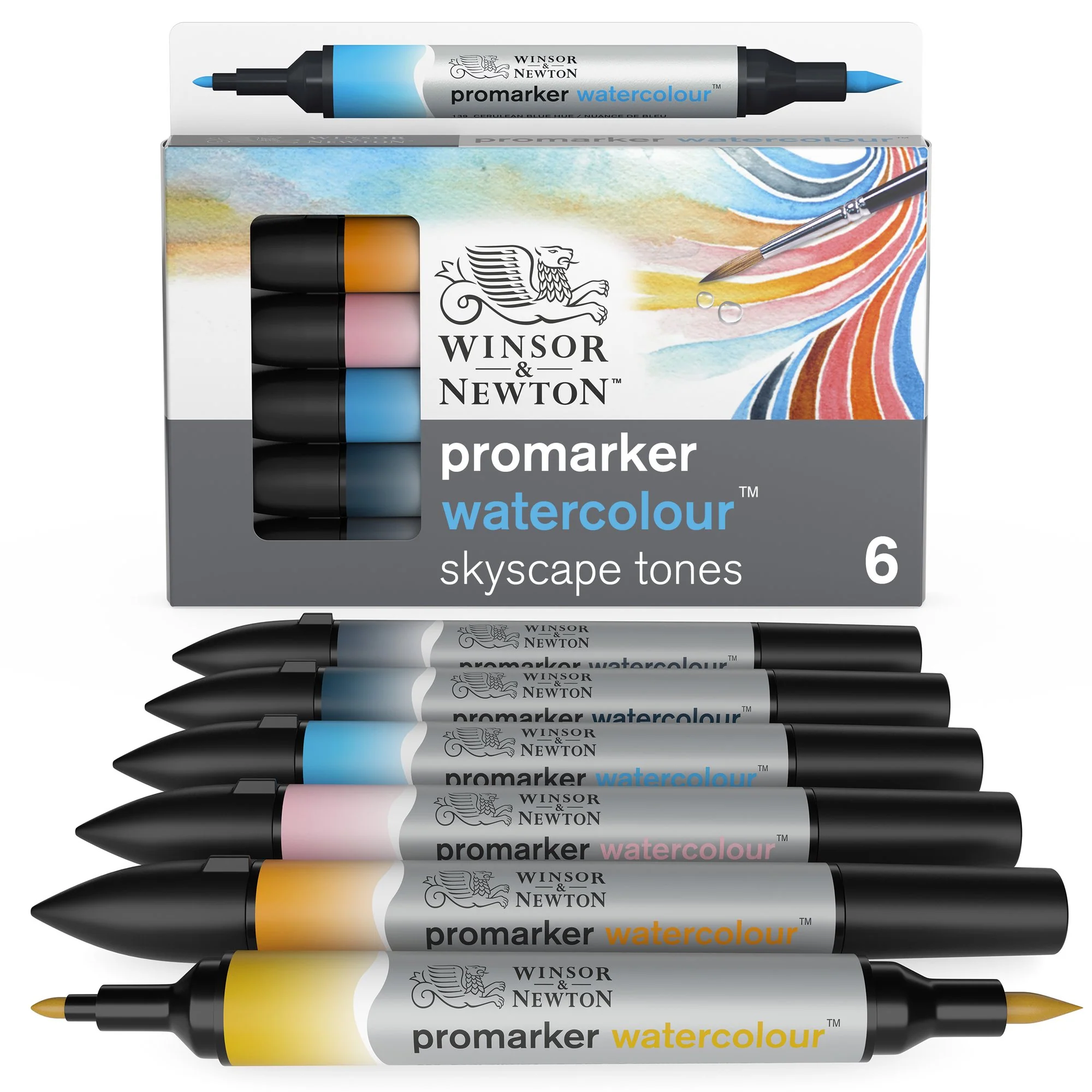 Winsor & Newton Promarker Watercolour Set of 6 Skyscape - Clearance
