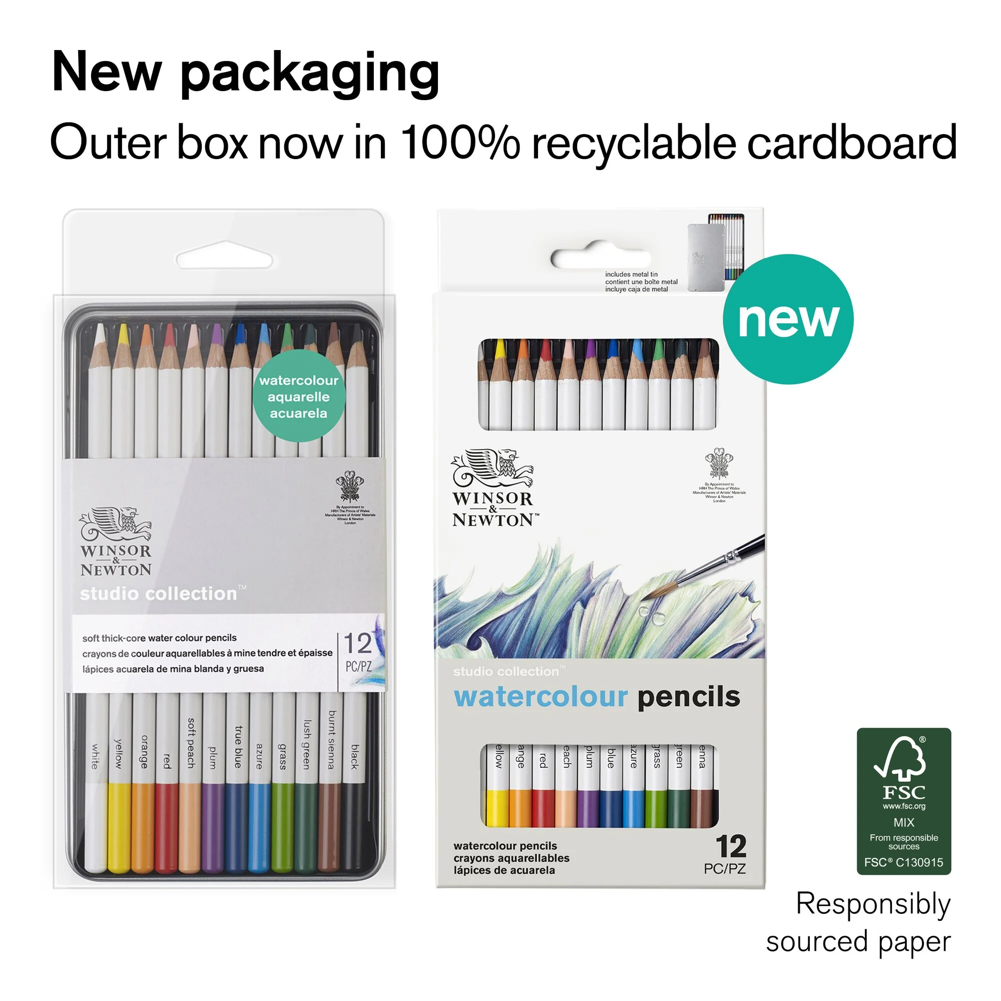Winsor & Newton Studio Collection Watercolour Pencils Set of 12 - Image 3
