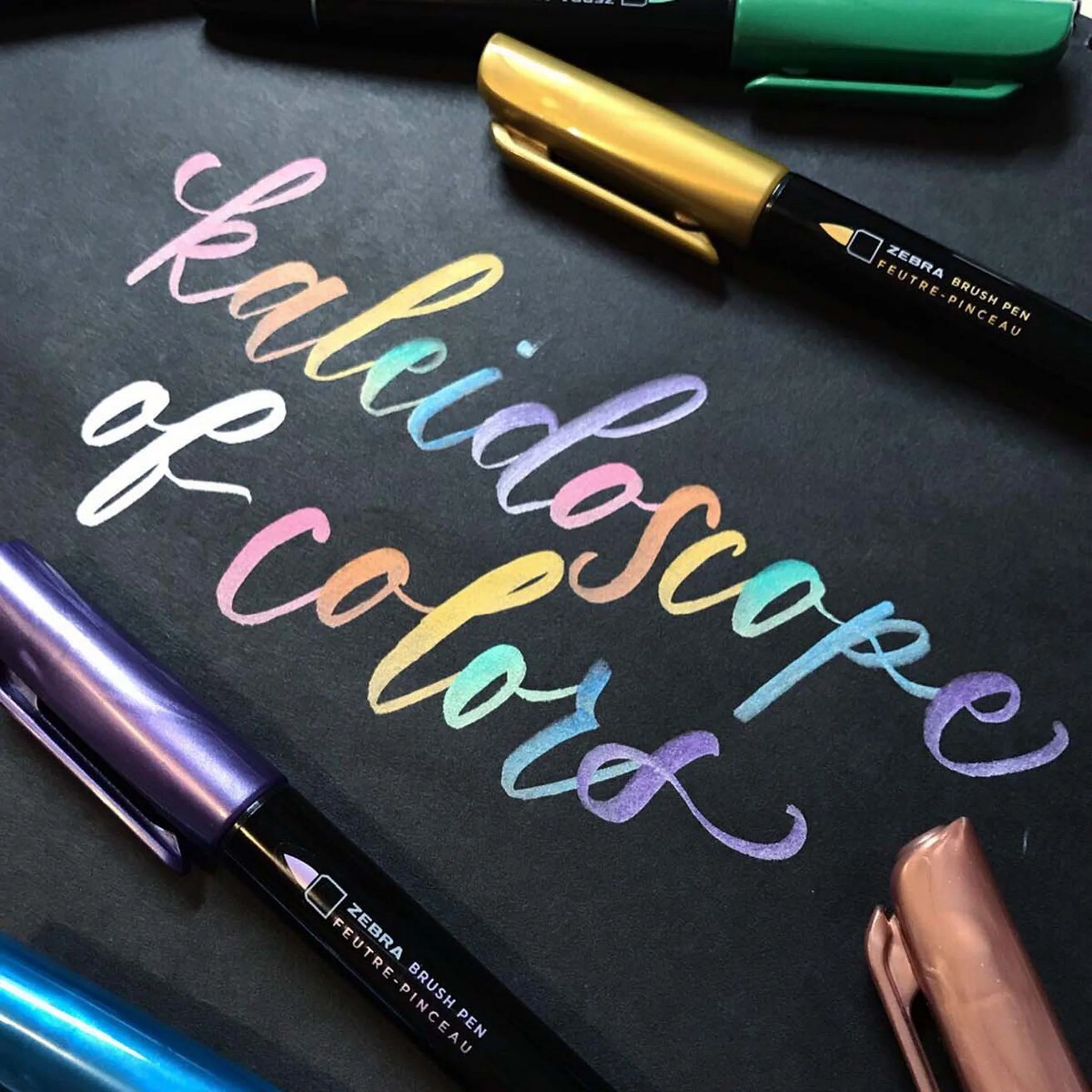 Zebra Metallic Brush Pens Set of 7 - Image 3