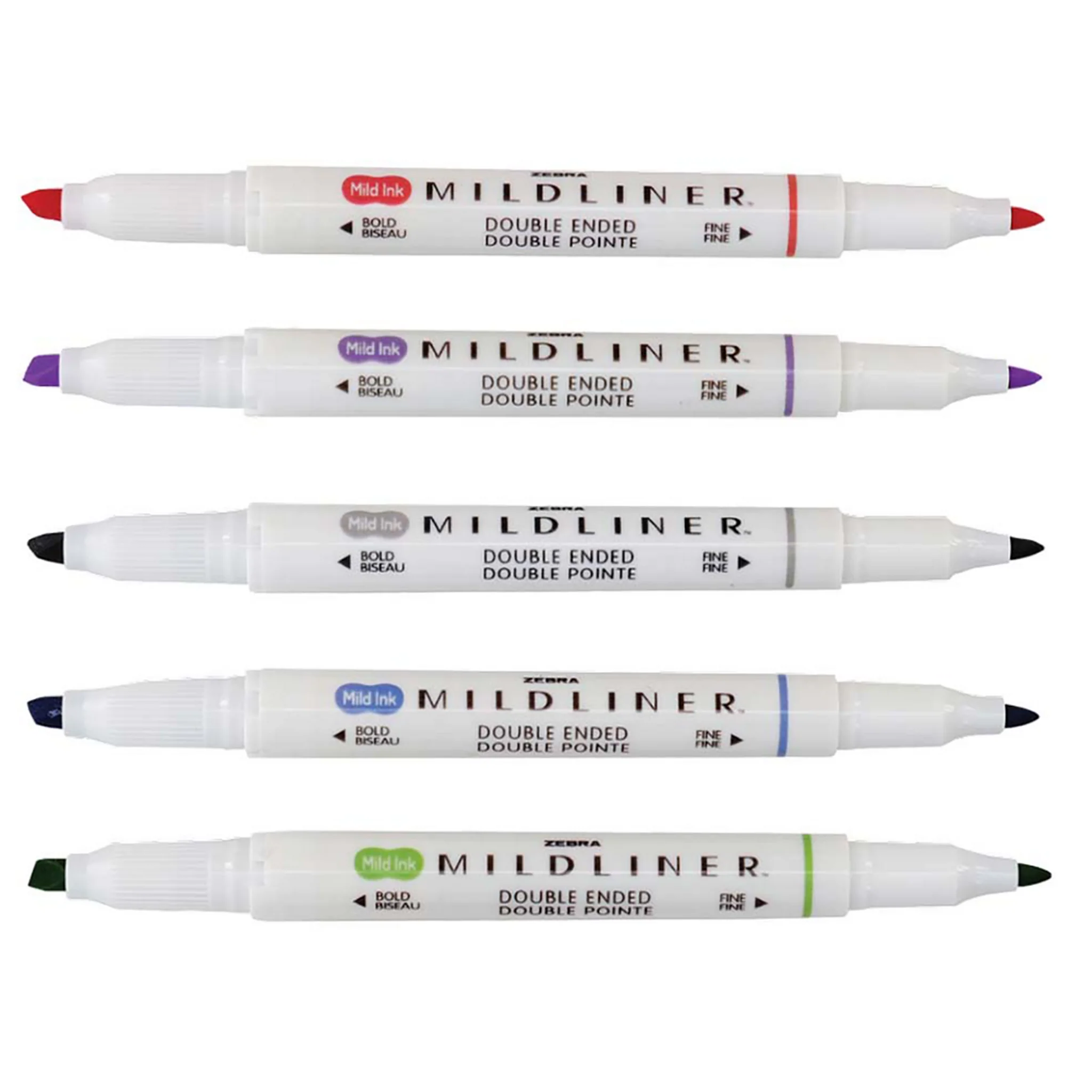 Zebra Mildliner Double Ended Highlighter Set of 5 - Cool & Refined - Image 2