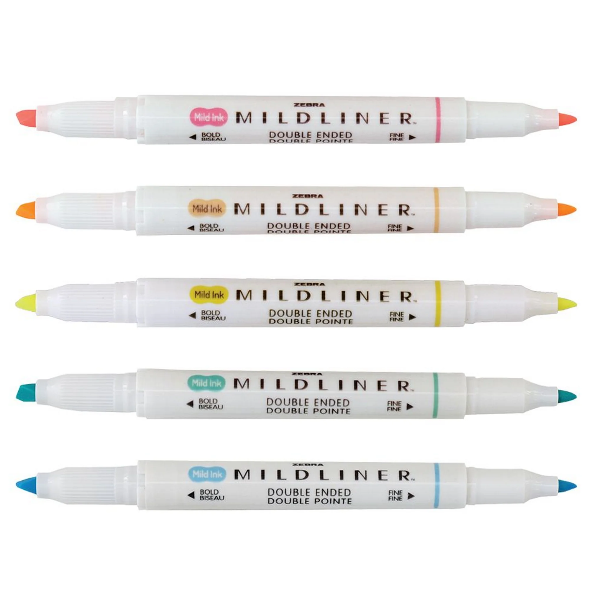 Zebra Mildliner Double Ended Highlighter Set of 5 - Fluorescent - Image 2