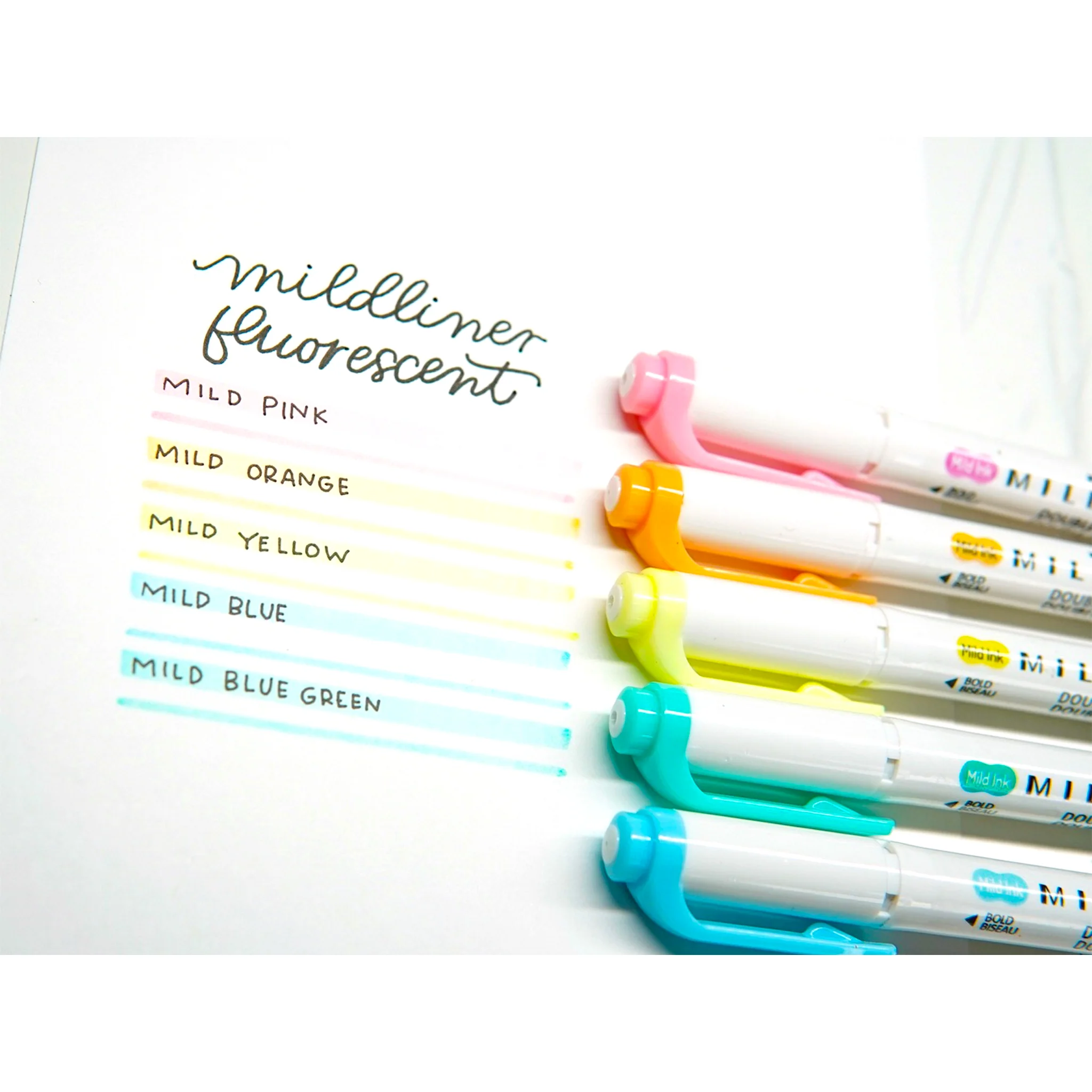 Zebra Mildliner Double Ended Highlighter Set of 5 - Fluorescent - Image 3