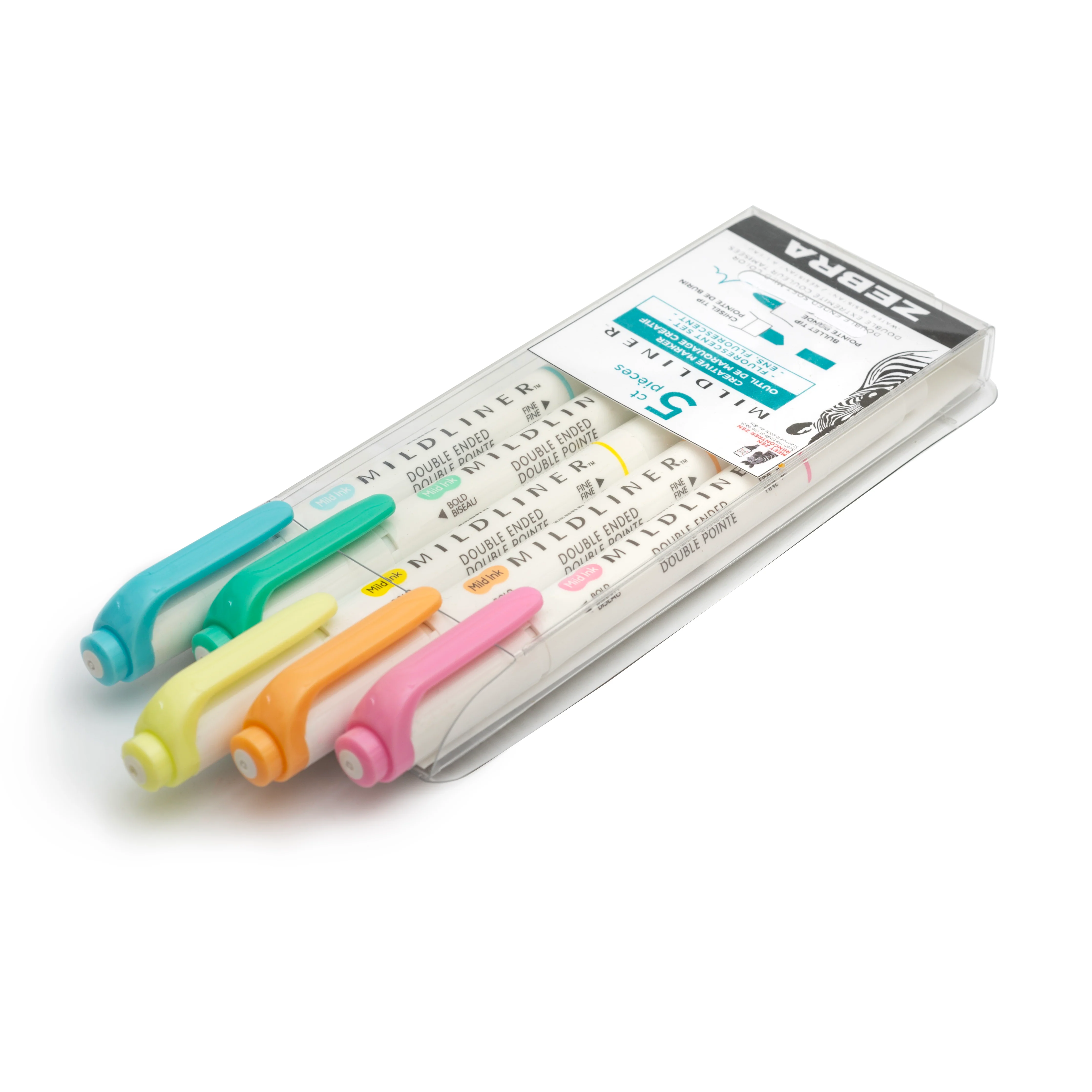 Zebra Mildliner Double Ended Highlighter Set of 5 - Fluorescent - Image 5