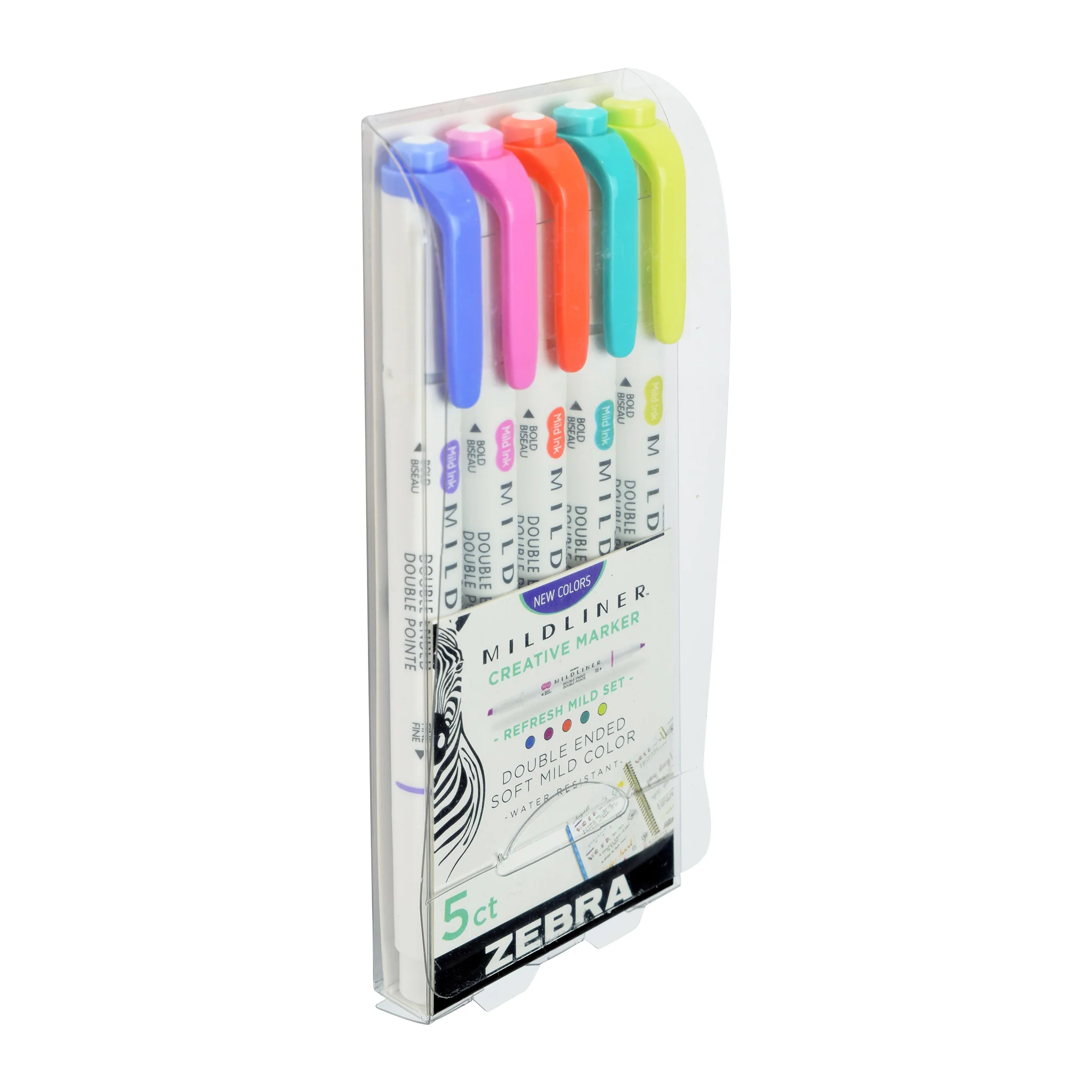 Zebra Mildliner Double Ended Highlighter Set of 5 - Refresh - Image 2